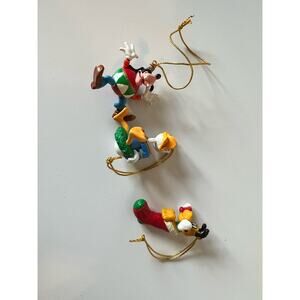 Vintage Miniature Disney Ornament Lot of 3, Pluto, Goofy and Donald